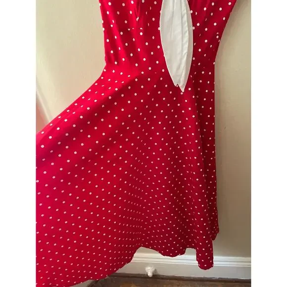 Stop Staring! Red & White Polka Dot Retro Style Dress Size Small - Picture 3 of 11